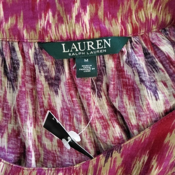 Lauren Ralph Lauren Cold Shoulder Tunic Top M Burgundy Red Purple - Picture 7 of 9